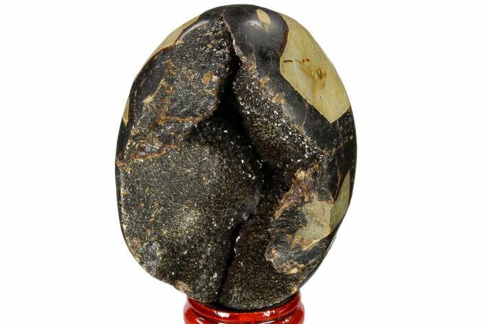 Septarian Dragon Egg Geode - Black Crystals #118725